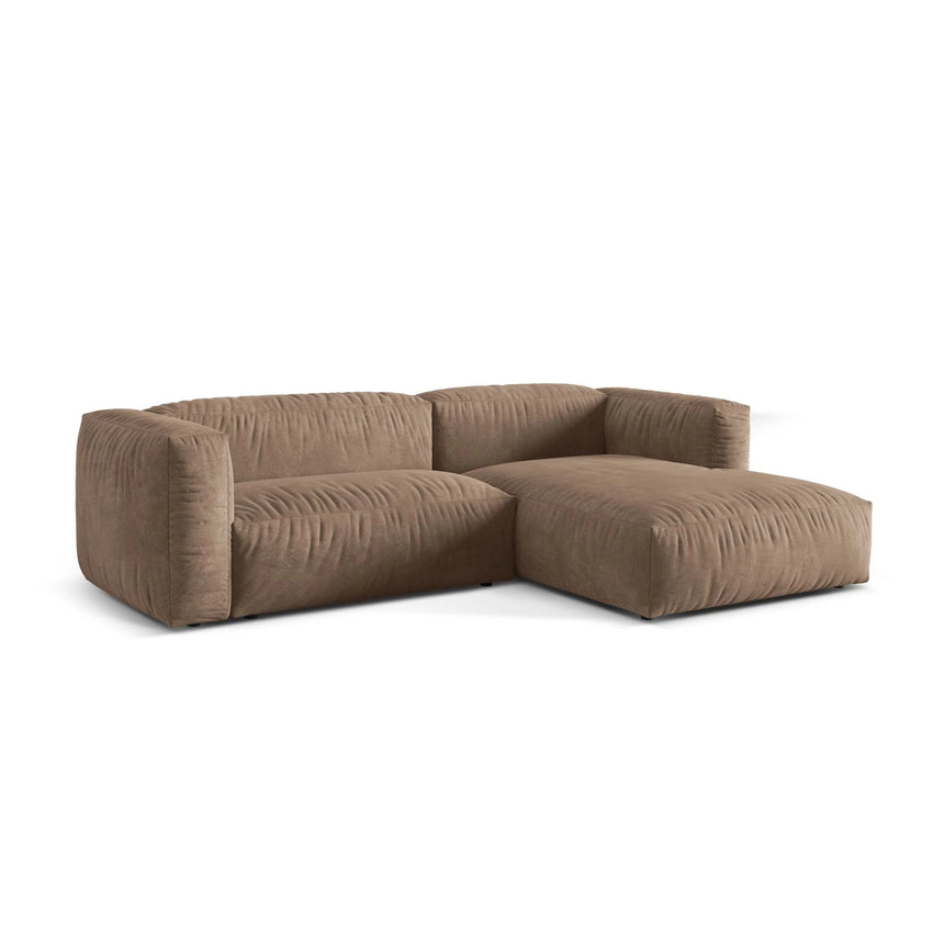 Martina modulares Ecksofa, Rechte Seite, Sitztiefe 76 cm, aus Samt in Dunkelbeige (Vogue 3), 280x176 cm von Micadoni – Bild 3