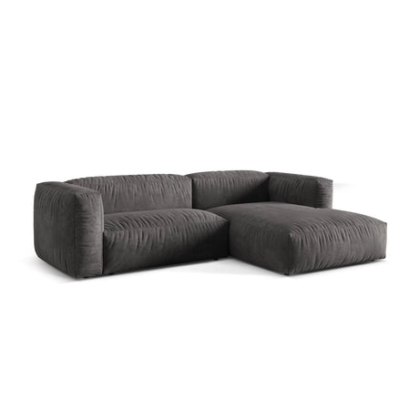 Martina modulares Ecksofa, Rechte Seite, Sitztiefe 76 cm, aus Samt in Grau (Vogue 15), 280x176 cm von Micadoni – Bild 3