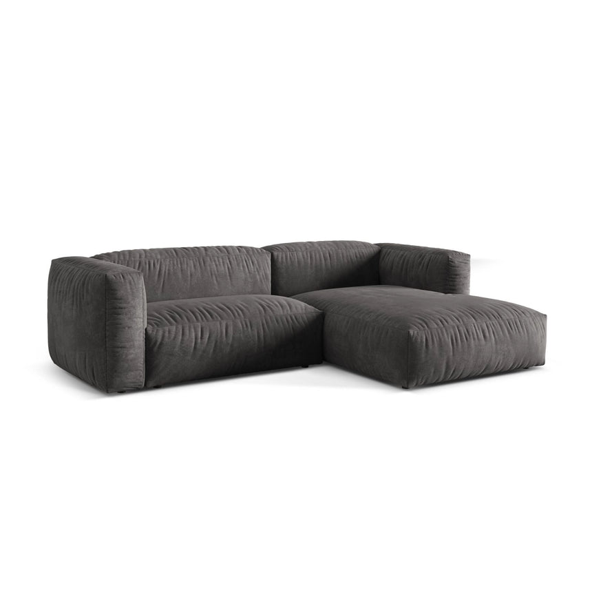 Martina modulares Ecksofa, Rechte Seite, Sitztiefe 76 cm, aus Samt in Grau (Vogue 15), 280x176 cm von Micadoni – Bild 3