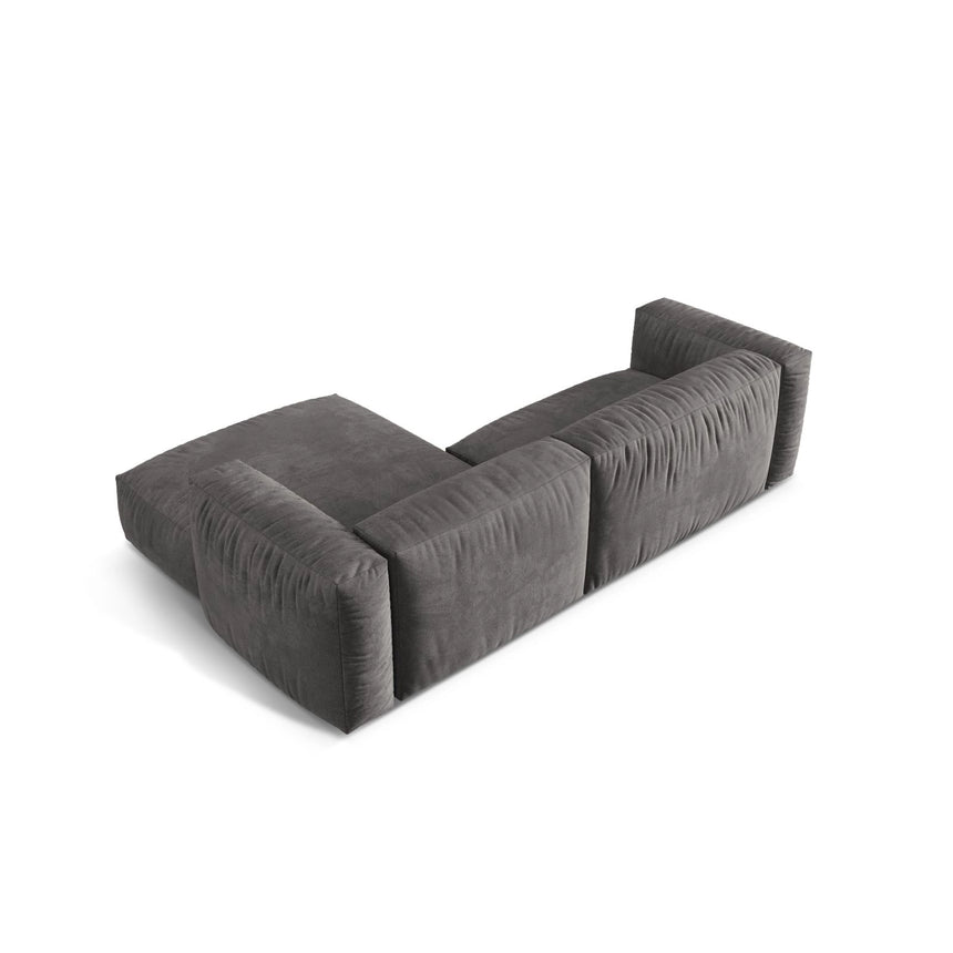 Martina modulares Ecksofa, Rechte Seite, Sitztiefe 76 cm, aus Samt in Grau (Vogue 15), 280x176 cm von Micadoni – Bild 5