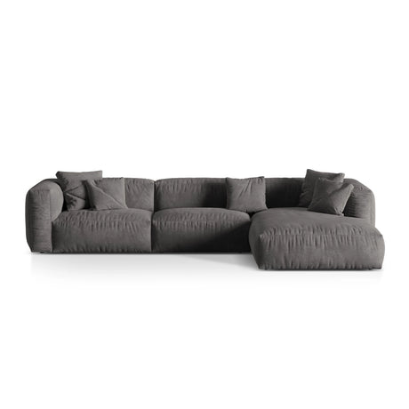 Martina modulares Ecksofa, Rechte Seite, Sitztiefe 76 cm, aus Samt in Grau (Vogue 15), 330x176 cm von Micadoni – Bild 1
