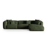 Martina modulares Ecksofa, Rechte Seite, Sitztiefe 76 cm, aus Samt in Grün (Vogue 11), 330x176 cm von Micadoni – Bild 1