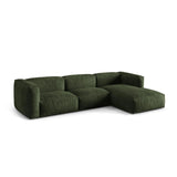 Martina modulares Ecksofa, Rechte Seite, Sitztiefe 76 cm, aus Samt in Grün (Vogue 11), 330x176 cm von Micadoni – Bild 3