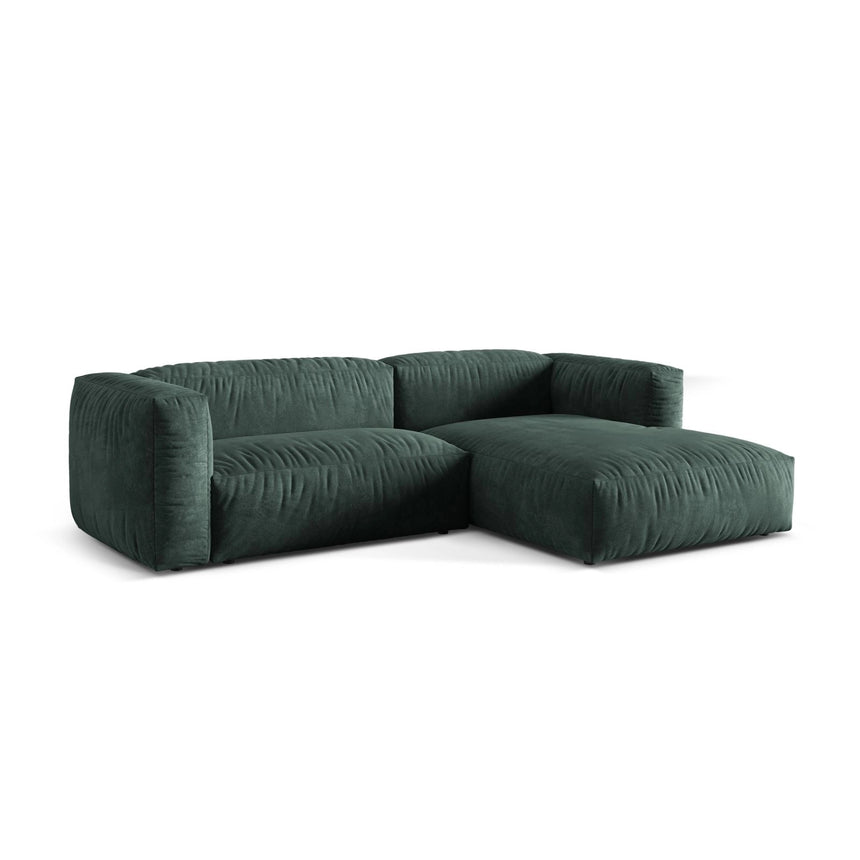 Martina modulares Ecksofa, Rechte Seite, Sitztiefe 76 cm, aus Samt in Petrol (Vogue 12), 280x176 cm von Micadoni – Bild 3