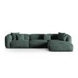 Martina modulares Ecksofa, Rechte Seite, Sitztiefe 76 cm, aus Samt in Petrol (Vogue 12), 330x176 cm von Micadoni – Bild 1