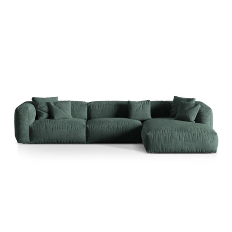 Martina modulares Ecksofa, Rechte Seite, Sitztiefe 76 cm, aus Samt in Petrol (Vogue 12), 330x176 cm von Micadoni – Bild 1
