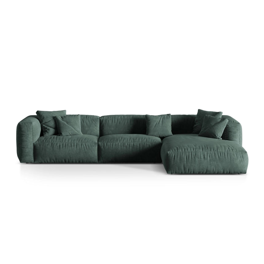 Martina modulares Ecksofa, Rechte Seite, Sitztiefe 76 cm, aus Samt in Petrol (Vogue 12), 330x176 cm von Micadoni – Bild 1
