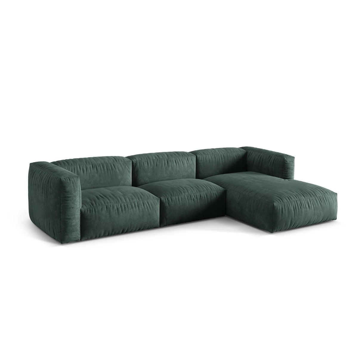 Martina modulares Ecksofa, Rechte Seite, Sitztiefe 76 cm, aus Samt in Petrol (Vogue 12), 330x176 cm von Micadoni – Bild 3