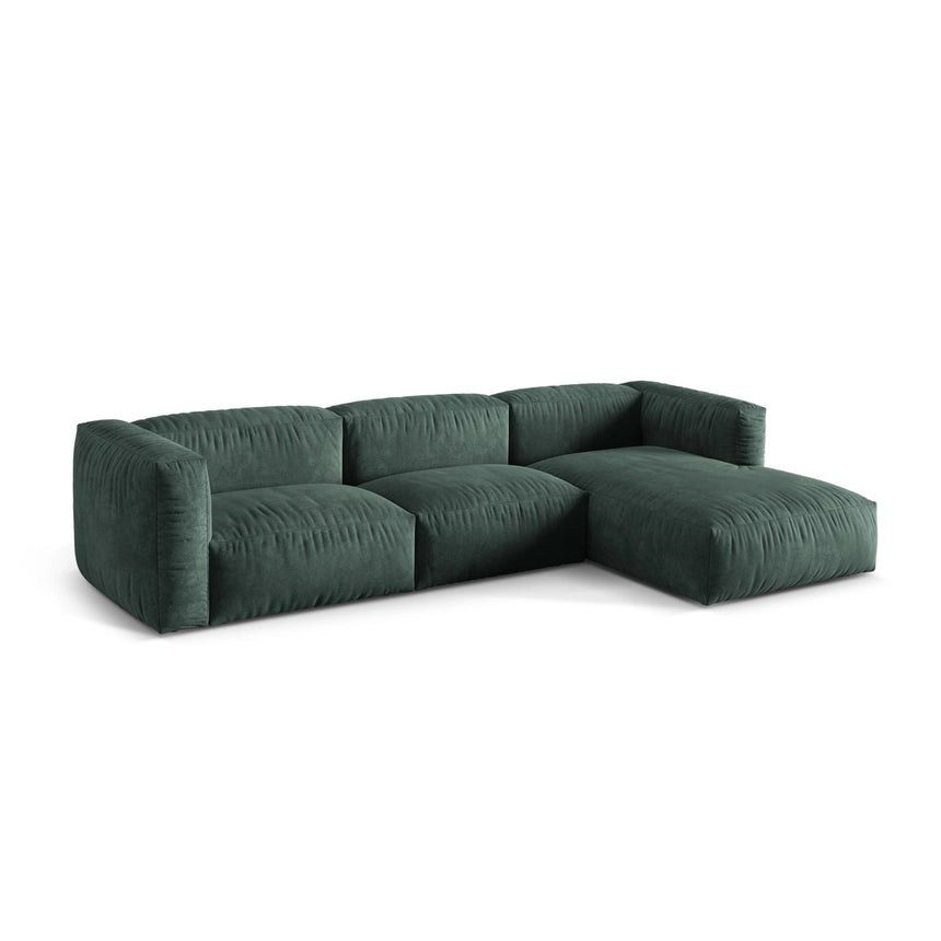 Martina modulares Ecksofa, Rechte Seite, Sitztiefe 76 cm, aus Samt in Petrol (Vogue 12), 330x176 cm von Micadoni – Bild 3