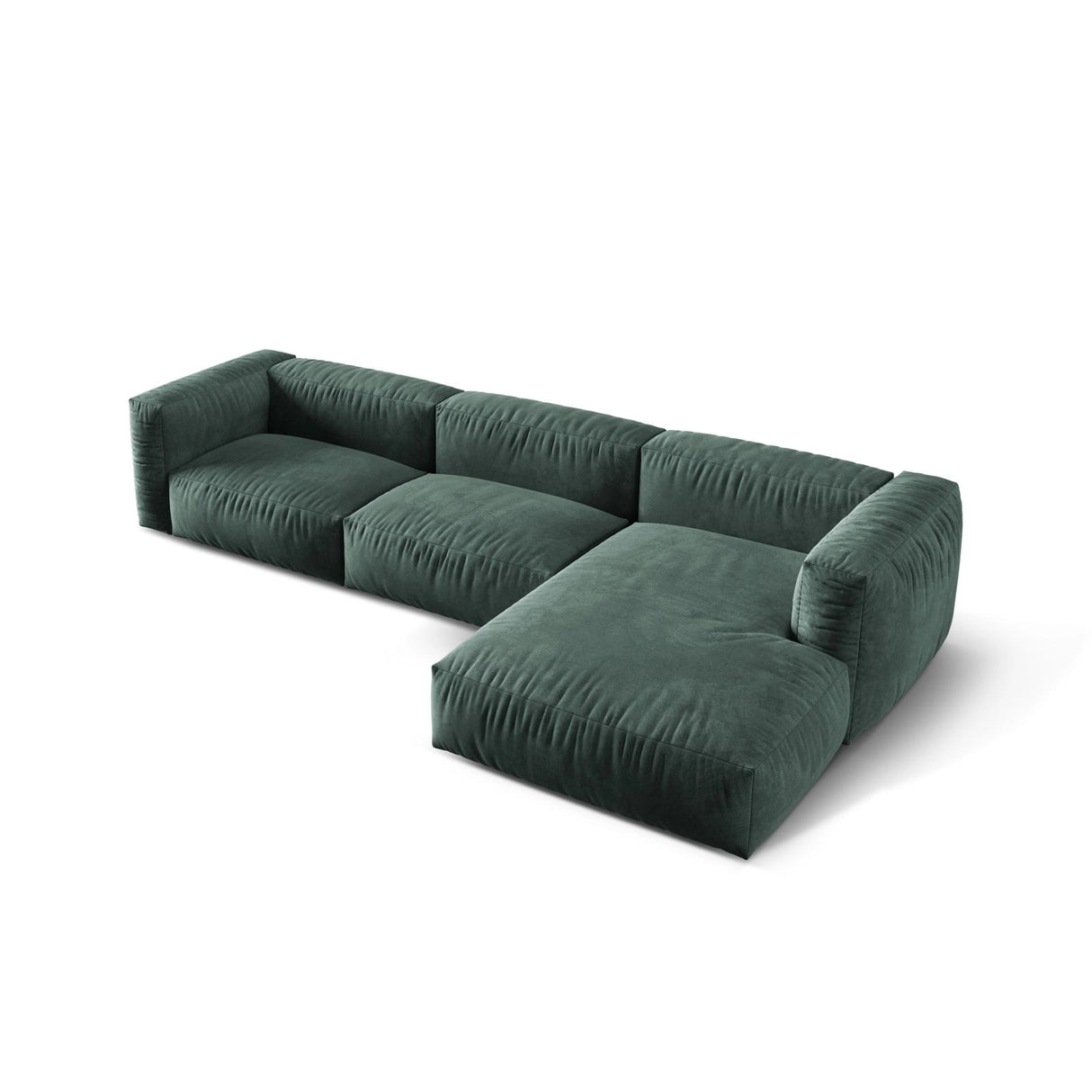 Martina modulares Ecksofa, Rechte Seite, Sitztiefe 76 cm, aus Samt in Petrol (Vogue 12), 330x176 cm von Micadoni – Bild 4