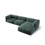 Martina modulares Ecksofa, Rechte Seite, Sitztiefe 76 cm, aus Samt in Petrol (Vogue 12), 330x176 cm von Micadoni – Bild 4