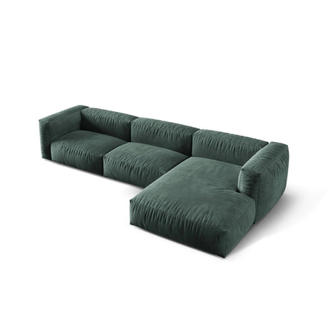 Martina modulares Ecksofa, Rechte Seite, Sitztiefe 76 cm, aus Samt in Petrol (Vogue 12), 330x176 cm von Micadoni – Bild 4
