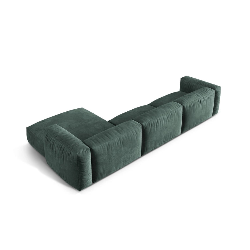 Martina modulares Ecksofa, Rechte Seite, Sitztiefe 76 cm, aus Samt in Petrol (Vogue 12), 330x176 cm von Micadoni – Bild 5