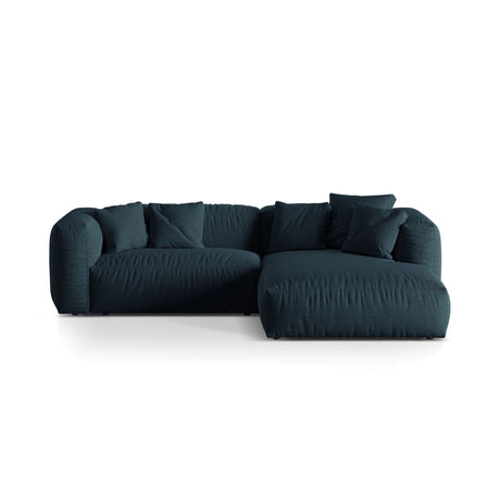 Martina modulares Ecksofa, Rechte Seite, Sitztiefe 76 cm, aus Strukturierter Stoff in Blau Jeans (Boston Ocean), 280x176 cm von Micadoni – Bild 1