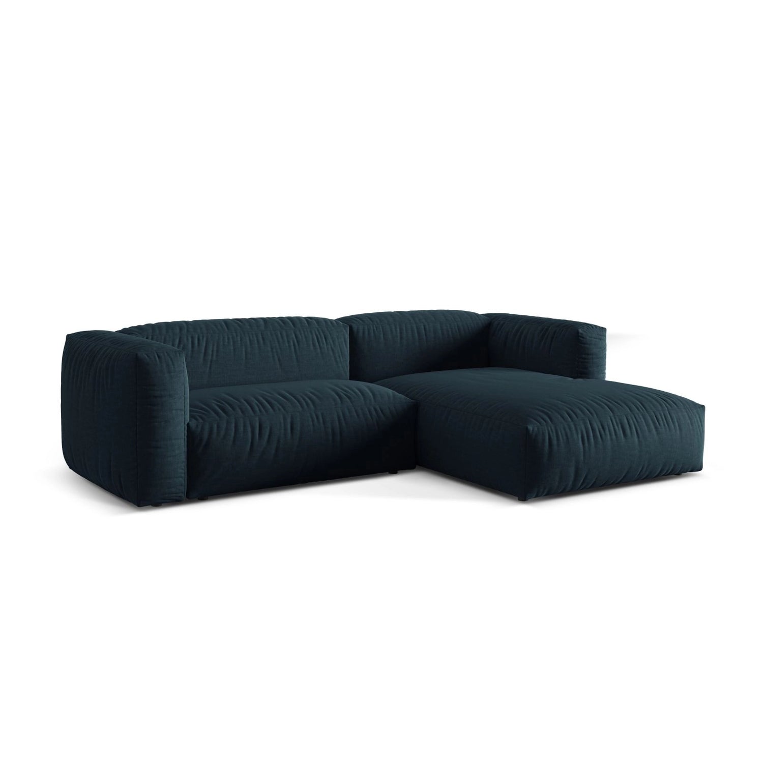 Martina modulares Ecksofa, Rechte Seite, Sitztiefe 76 cm, aus Strukturierter Stoff in Blau Jeans (Boston Ocean), 280x176 cm von Micadoni – Bild 3