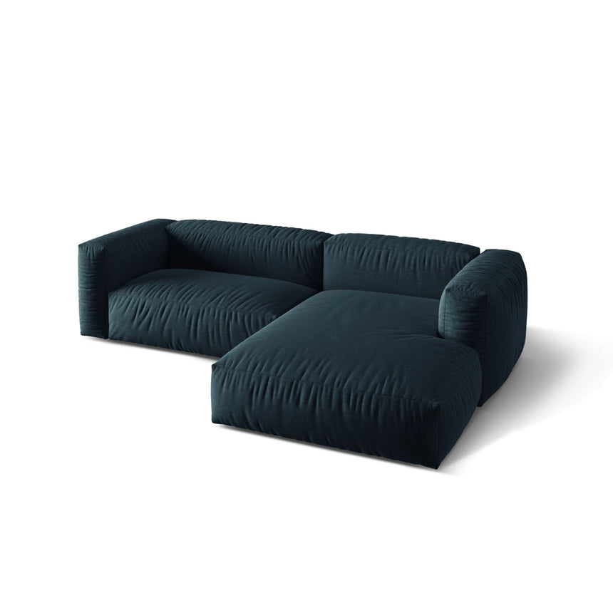 Martina modulares Ecksofa, Rechte Seite, Sitztiefe 76 cm, aus Strukturierter Stoff in Blau Jeans (Boston Ocean), 280x176 cm von Micadoni – Bild 4