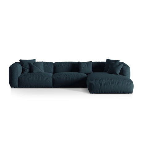 Martina modulares Ecksofa, Rechte Seite, Sitztiefe 76 cm, aus Strukturierter Stoff in Blau Jeans (Boston Ocean), 330x176 cm von Micadoni – Bild 1