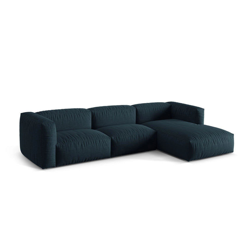 Martina modulares Ecksofa, Rechte Seite, Sitztiefe 76 cm, aus Strukturierter Stoff in Blau Jeans (Boston Ocean), 330x176 cm von Micadoni – Bild 3