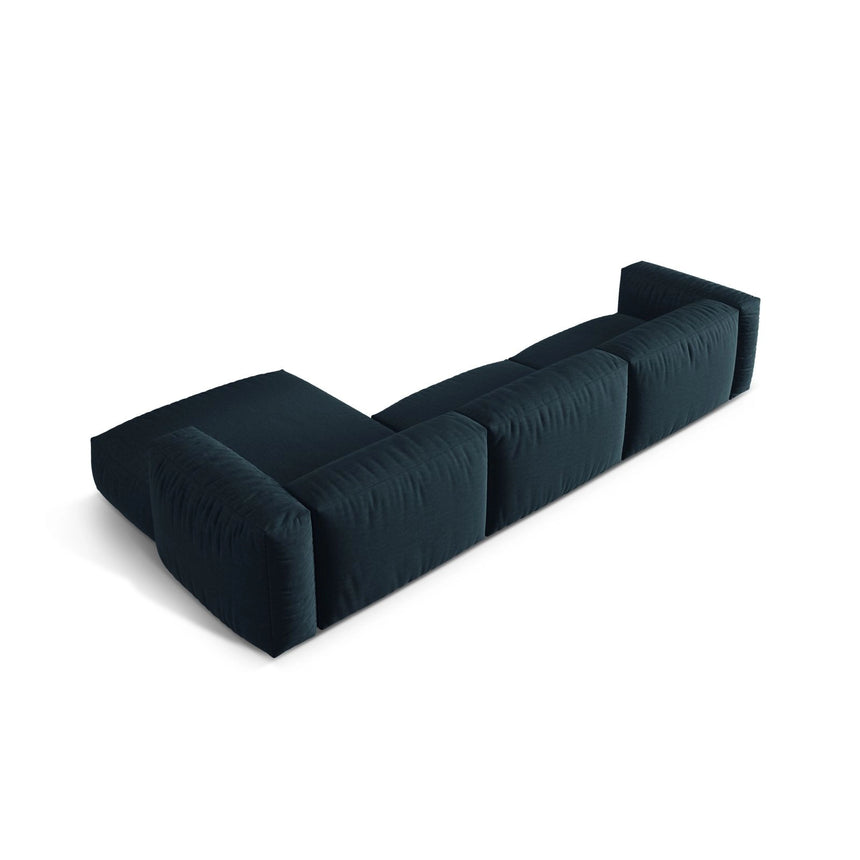 Martina modulares Ecksofa, Rechte Seite, Sitztiefe 76 cm, aus Strukturierter Stoff in Blau Jeans (Boston Ocean), 330x176 cm von Micadoni – Bild 5