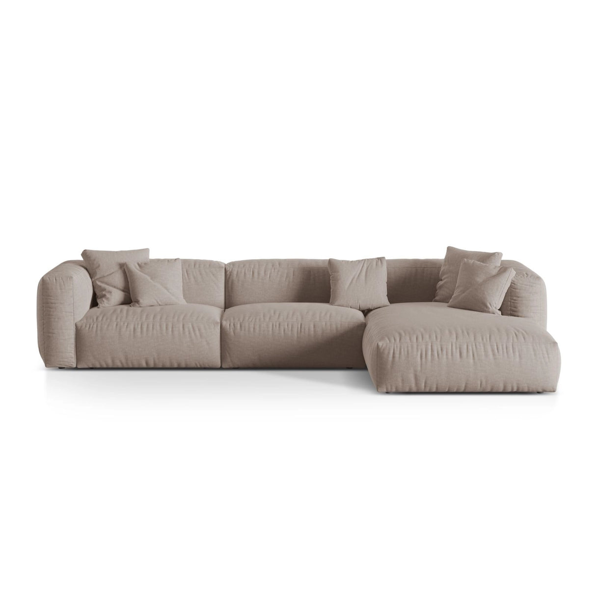 Martina modulares Ecksofa, Rechte Seite, Sitztiefe 76 cm, aus Strukturierter Stoff in Dunkelbeige (Boston Trufa), 330x176 cm von Micadoni – Bild 1