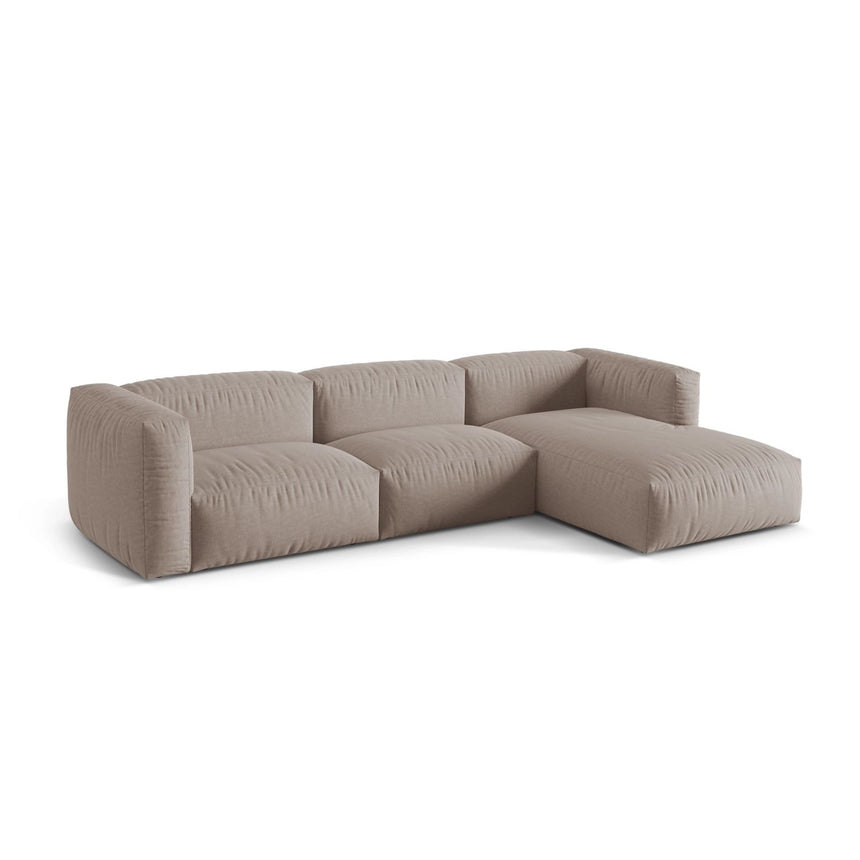 Martina modulares Ecksofa, Rechte Seite, Sitztiefe 76 cm, aus Strukturierter Stoff in Dunkelbeige (Boston Trufa), 330x176 cm von Micadoni – Bild 3