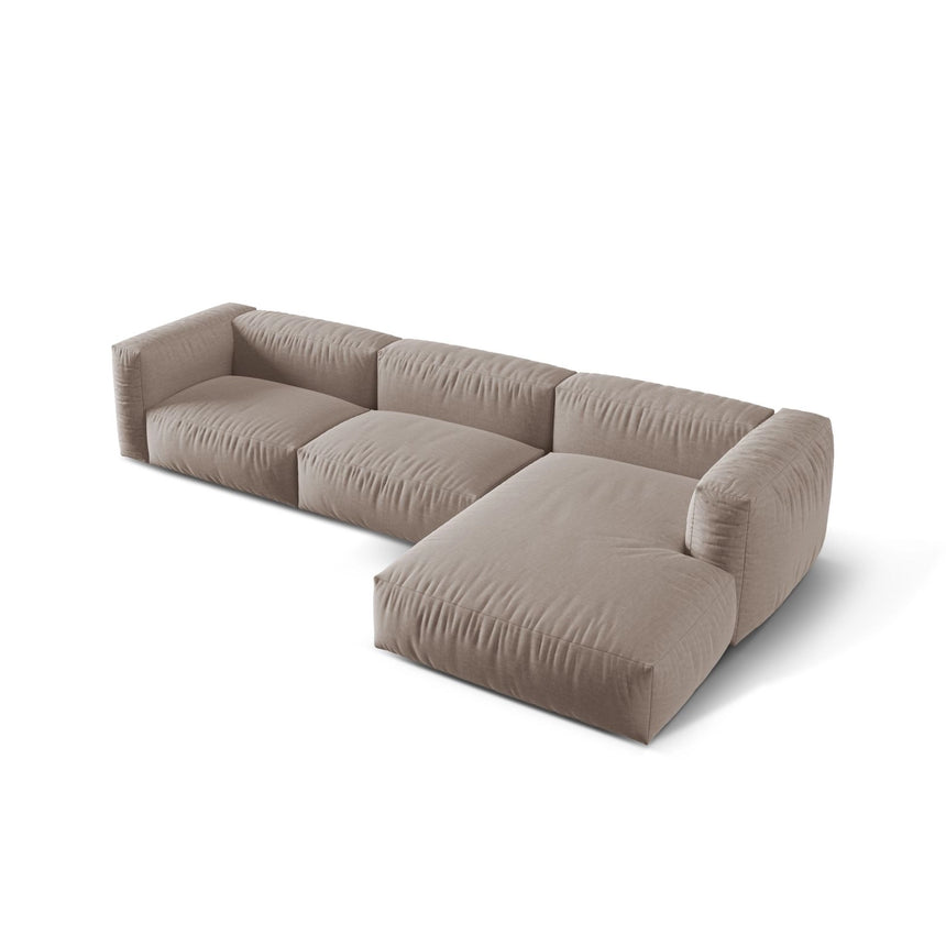 Martina modulares Ecksofa, Rechte Seite, Sitztiefe 76 cm, aus Strukturierter Stoff in Dunkelbeige (Boston Trufa), 330x176 cm von Micadoni – Bild 4