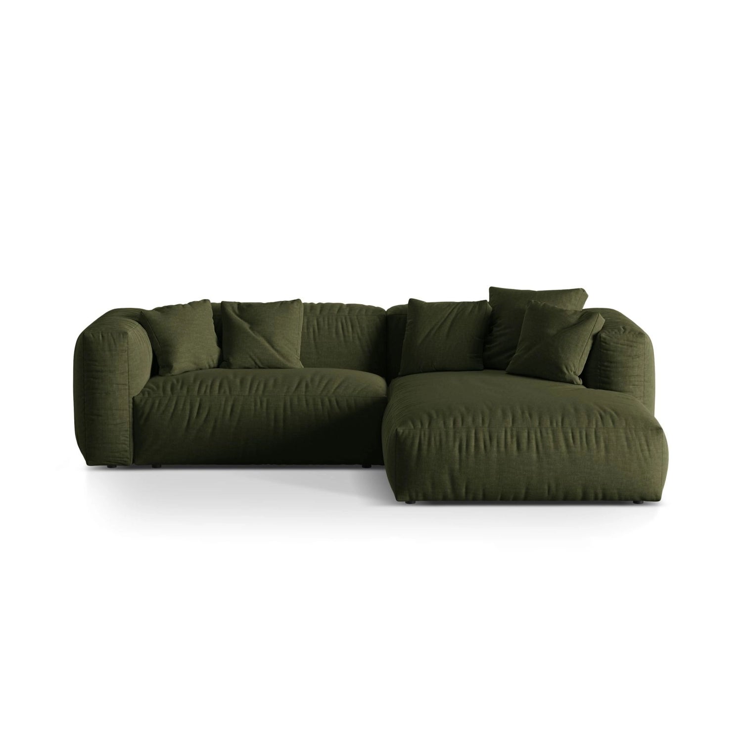 Martina modulares Ecksofa, Rechte Seite, Sitztiefe 76 cm, aus Strukturierter Stoff in Grün (Boston Forest), 280x176 cm von Micadoni – Bild 1
