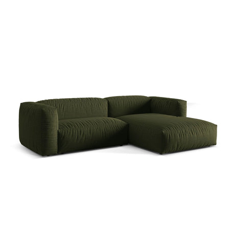 Martina modulares Ecksofa, Rechte Seite, Sitztiefe 76 cm, aus Strukturierter Stoff in Grün (Boston Forest), 280x176 cm von Micadoni – Bild 3
