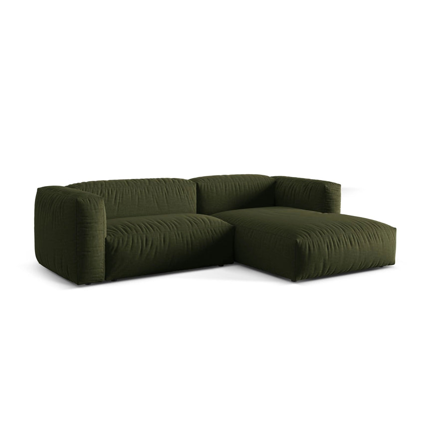 Martina modulares Ecksofa, Rechte Seite, Sitztiefe 76 cm, aus Strukturierter Stoff in Grün (Boston Forest), 280x176 cm von Micadoni – Bild 3