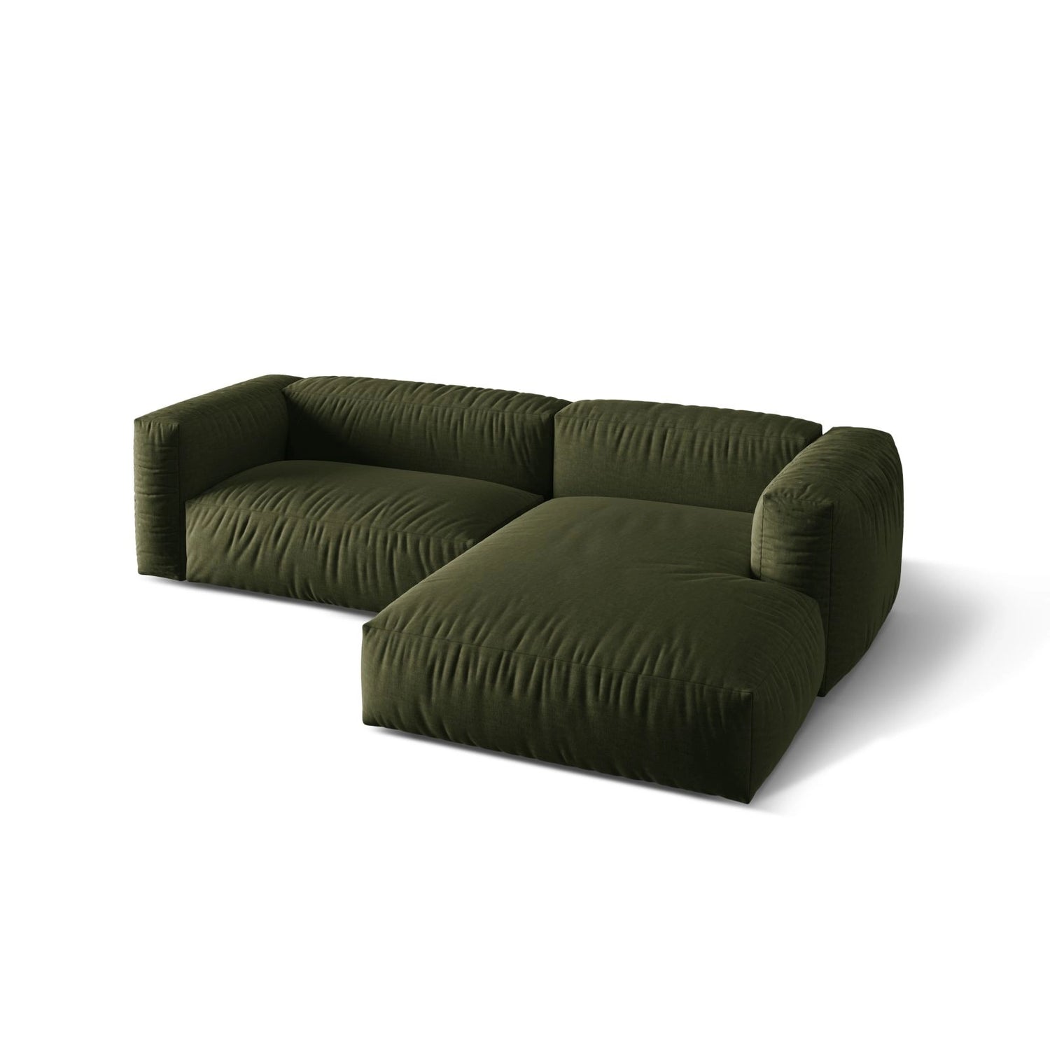 Martina modulares Ecksofa, Rechte Seite, Sitztiefe 76 cm, aus Strukturierter Stoff in Grün (Boston Forest), 280x176 cm von Micadoni – Bild 4