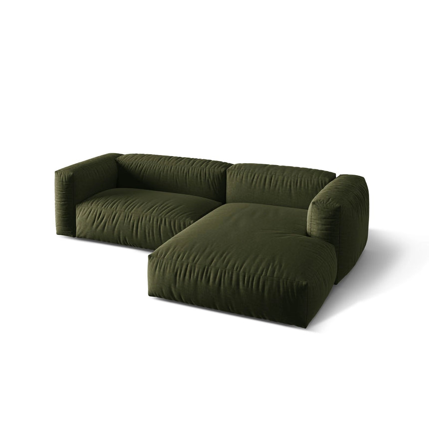 Martina modulares Ecksofa, Rechte Seite, Sitztiefe 76 cm, aus Strukturierter Stoff in Grün (Boston Forest), 280x176 cm von Micadoni – Bild 4