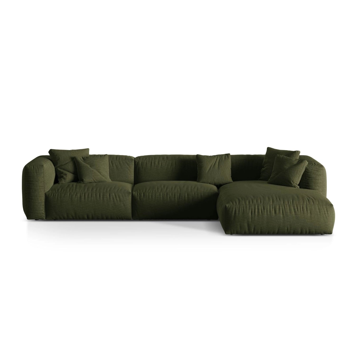 Martina modulares Ecksofa, Rechte Seite, Sitztiefe 76 cm, aus Strukturierter Stoff in Grün (Boston Forest), 330x176 cm von Micadoni – Bild 1