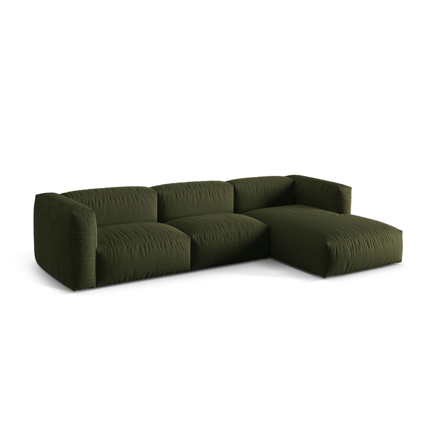 Martina modulares Ecksofa, Rechte Seite, Sitztiefe 76 cm, aus Strukturierter Stoff in Grün (Boston Forest), 330x176 cm von Micadoni – Bild 3