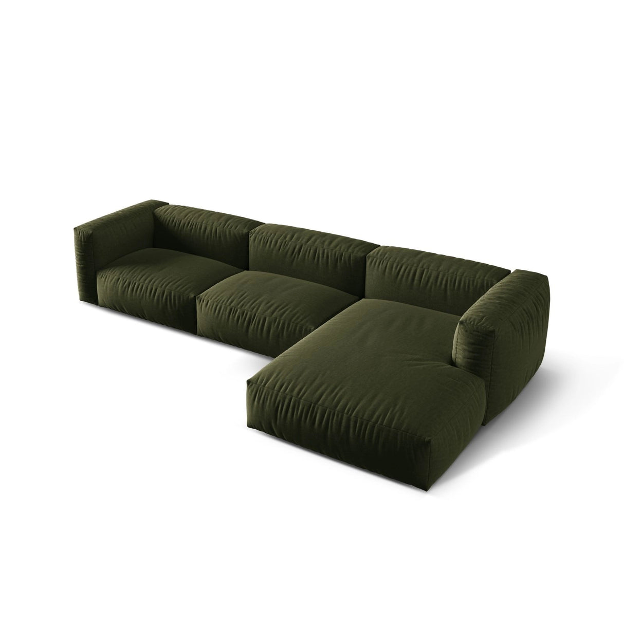 Martina modulares Ecksofa, Rechte Seite, Sitztiefe 76 cm, aus Strukturierter Stoff in Grün (Boston Forest), 330x176 cm von Micadoni – Bild 4