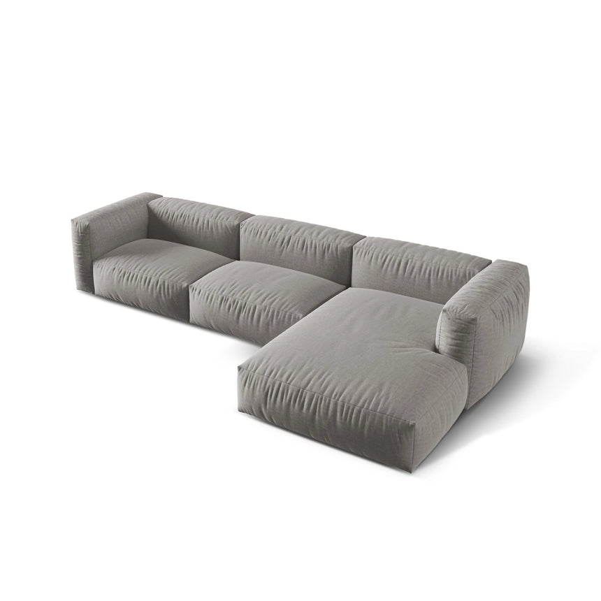 Martina modulares Ecksofa, Rechte Seite, Sitztiefe 76 cm, aus Strukturierter Stoff in Hellgrau (Boston Light Grey), 330x176 cm von Micadoni – Bild 4