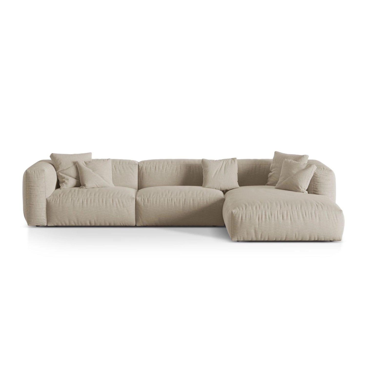 Martina modulares Ecksofa, Rechte Seite, Sitztiefe 76 cm, aus Strukturierter Stoff in Leichtes Beige (Boston Toffee), 330x176 cm von Micadoni – Bild 1