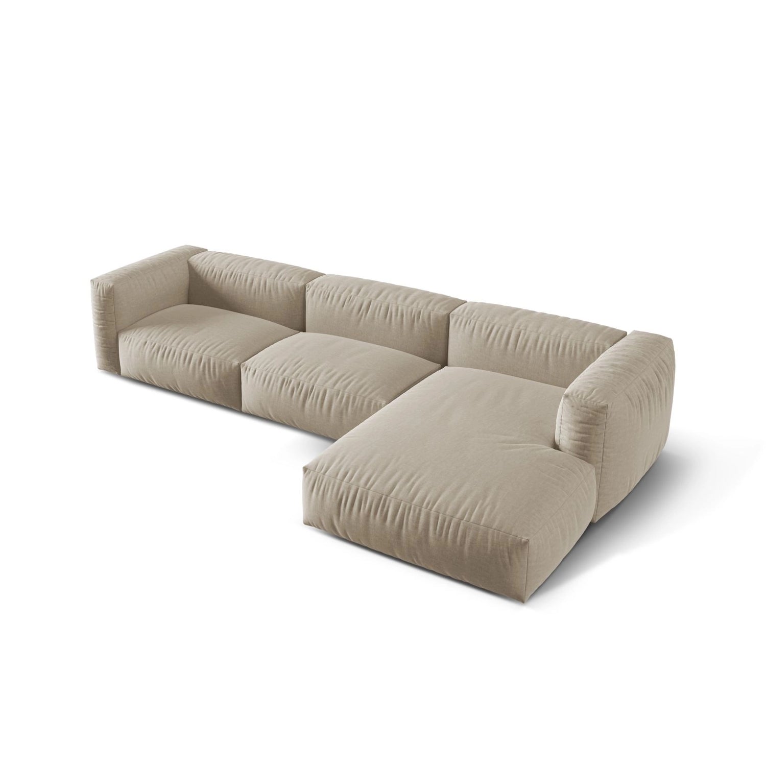 Martina modulares Ecksofa, Rechte Seite, Sitztiefe 76 cm, aus Strukturierter Stoff in Leichtes Beige (Boston Toffee), 330x176 cm von Micadoni – Bild 4