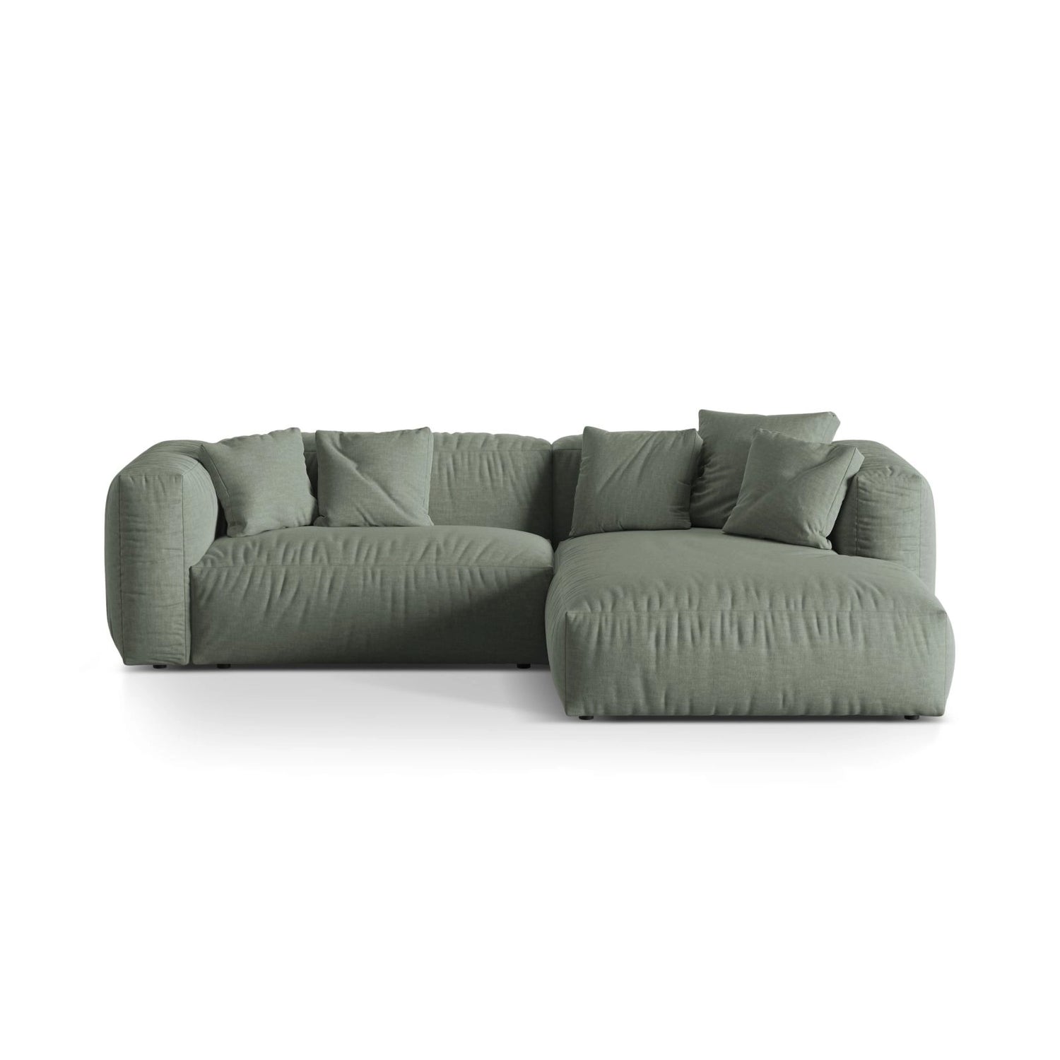 Martina modulares Ecksofa, Rechte Seite, Sitztiefe 76 cm, aus Strukturierter Stoff in Moosgrün (Boston Water Green), 280x176 cm von Micadoni – Bild 1