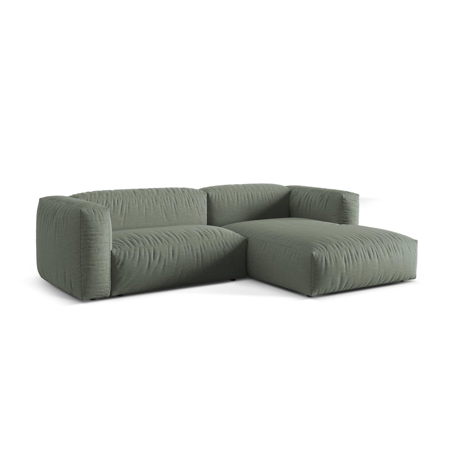 Martina modulares Ecksofa, Rechte Seite, Sitztiefe 76 cm, aus Strukturierter Stoff in Moosgrün (Boston Water Green), 280x176 cm von Micadoni – Bild 3