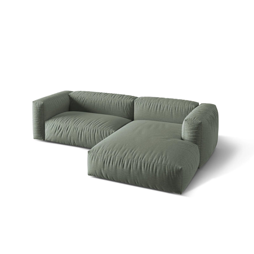 Martina modulares Ecksofa, Rechte Seite, Sitztiefe 76 cm, aus Strukturierter Stoff in Moosgrün (Boston Water Green), 280x176 cm von Micadoni – Bild 4