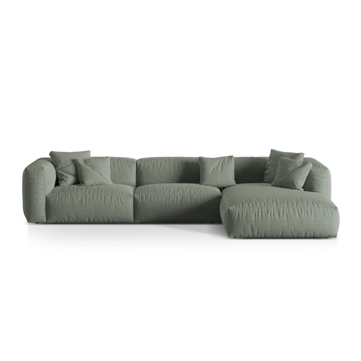 Martina modulares Ecksofa, Rechte Seite, Sitztiefe 76 cm, aus Strukturierter Stoff in Moosgrün (Boston Water Green), 330x176 cm von Micadoni – Bild 1