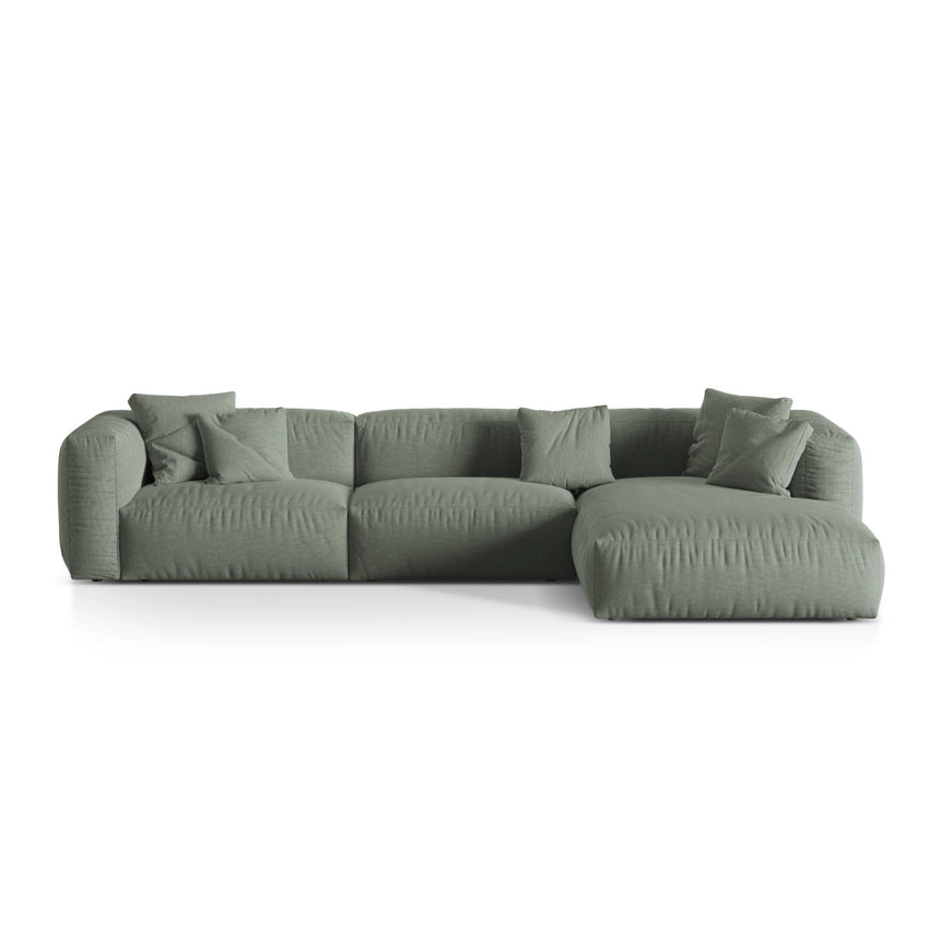 Martina modulares Ecksofa, Rechte Seite, Sitztiefe 76 cm, aus Strukturierter Stoff in Moosgrün (Boston Water Green), 330x176 cm von Micadoni – Bild 1