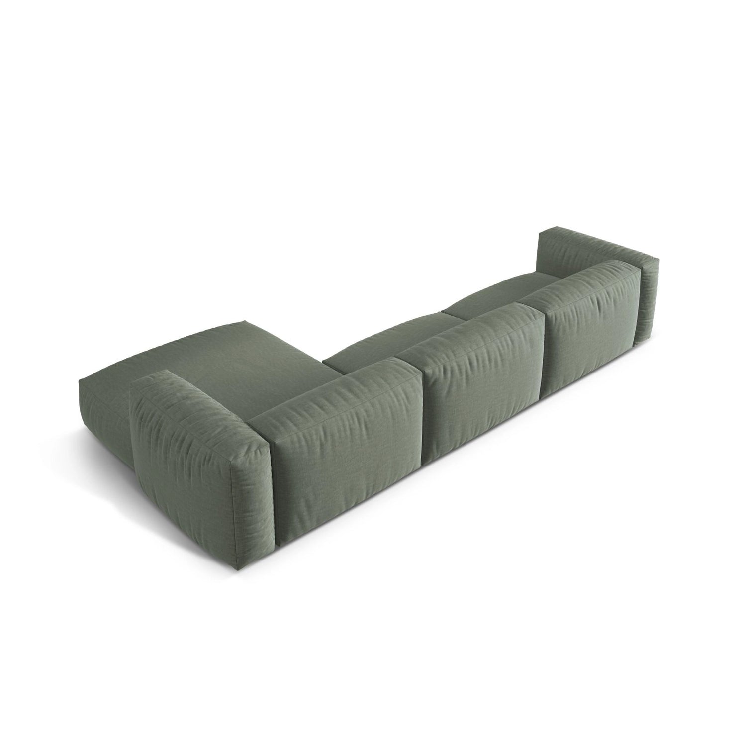 Martina modulares Ecksofa, Rechte Seite, Sitztiefe 76 cm, aus Strukturierter Stoff in Moosgrün (Boston Water Green), 330x176 cm von Micadoni – Bild 5