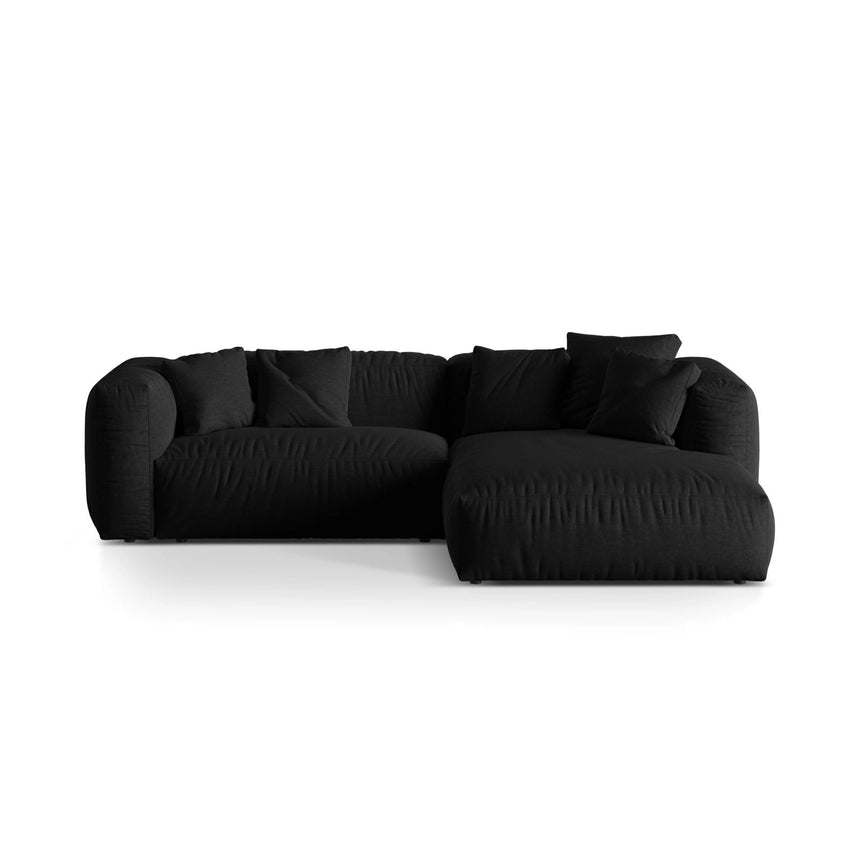 Martina modulares Ecksofa, Rechte Seite, Sitztiefe 76 cm, aus Strukturierter Stoff in Schwarz (Boston Black), 280x176 cm von Micadoni – Bild 1