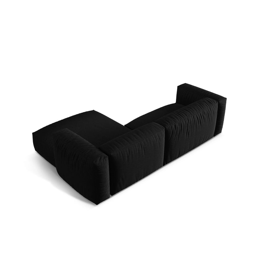 Martina modulares Ecksofa, Rechte Seite, Sitztiefe 76 cm, aus Strukturierter Stoff in Schwarz (Boston Black), 280x176 cm von Micadoni – Bild 5