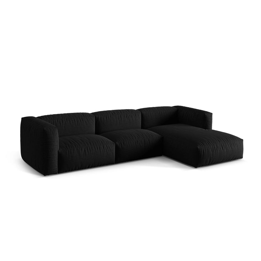 Martina modulares Ecksofa, Rechte Seite, Sitztiefe 76 cm, aus Strukturierter Stoff in Schwarz (Boston Black), 330x176 cm von Micadoni – Bild 3