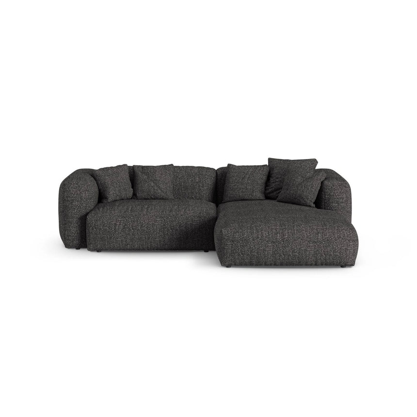 Martina modulares Ecksofa, Rechte Seite, Sitztiefe 90 cm, aus Boucle in Anthrazit (Monet Anthracite), 280x176 cm von Micadoni – Bild 1