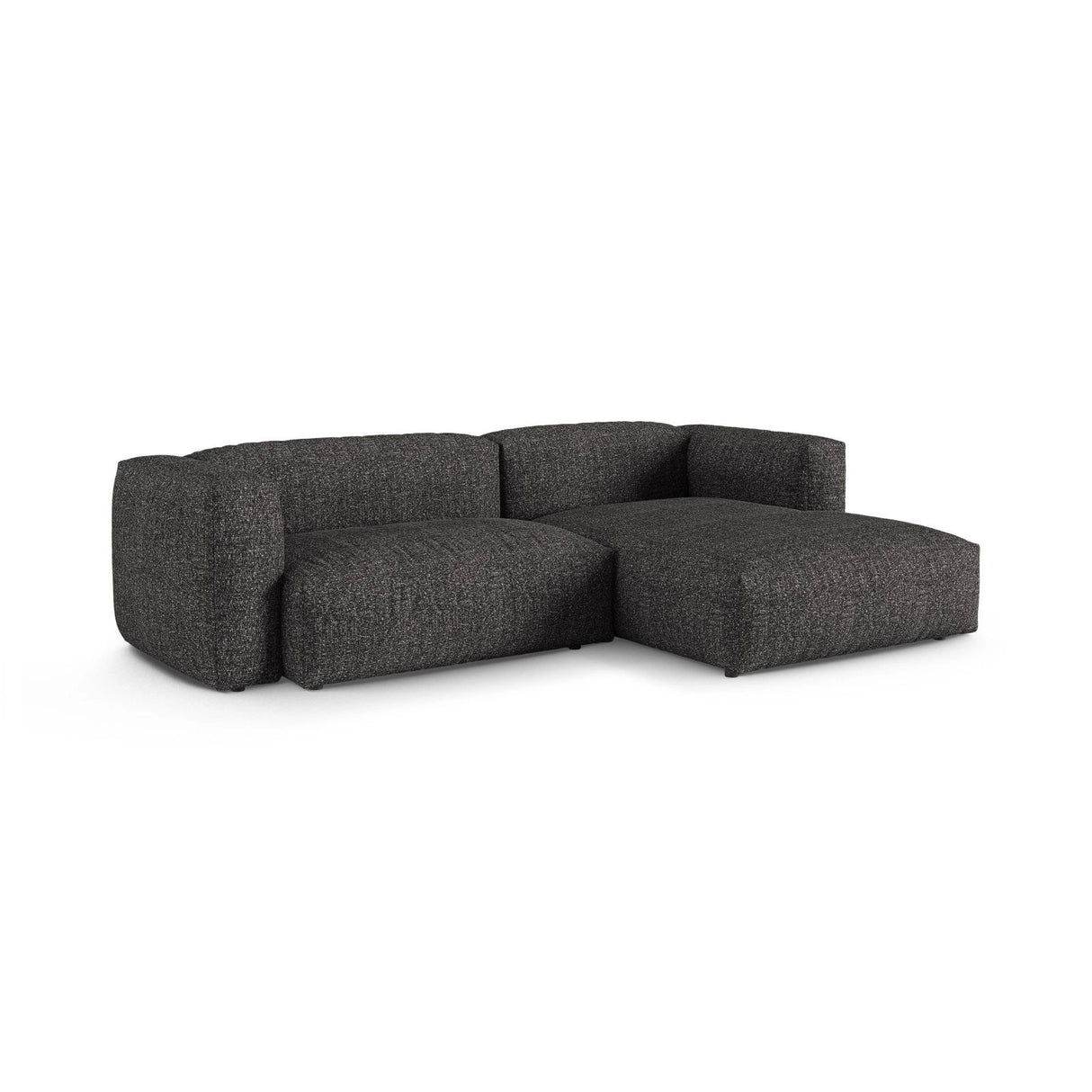 Martina modulares Ecksofa, Rechte Seite, Sitztiefe 90 cm, aus Boucle in Anthrazit (Monet Anthracite), 280x176 cm von Micadoni – Bild 3