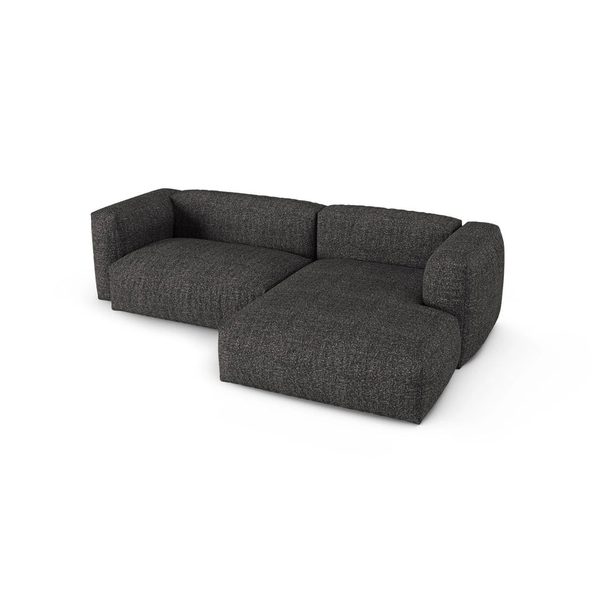 Martina modulares Ecksofa, Rechte Seite, Sitztiefe 90 cm, aus Boucle in Anthrazit (Monet Anthracite), 280x176 cm von Micadoni – Bild 4