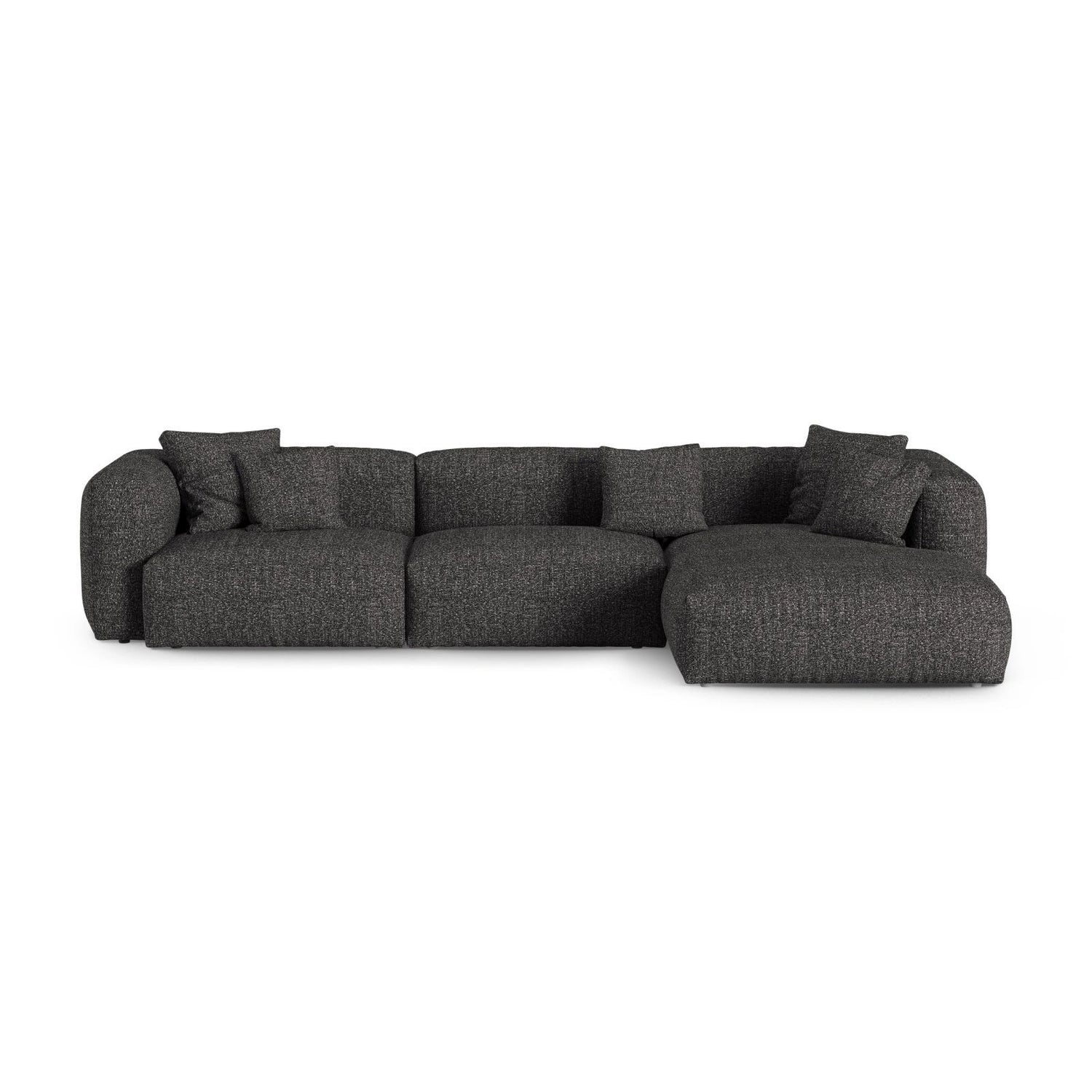 Martina modulares Ecksofa, Rechte Seite, Sitztiefe 90 cm, aus Boucle in Anthrazit (Monet Anthracite), 330x176 cm von Micadoni – Bild 1